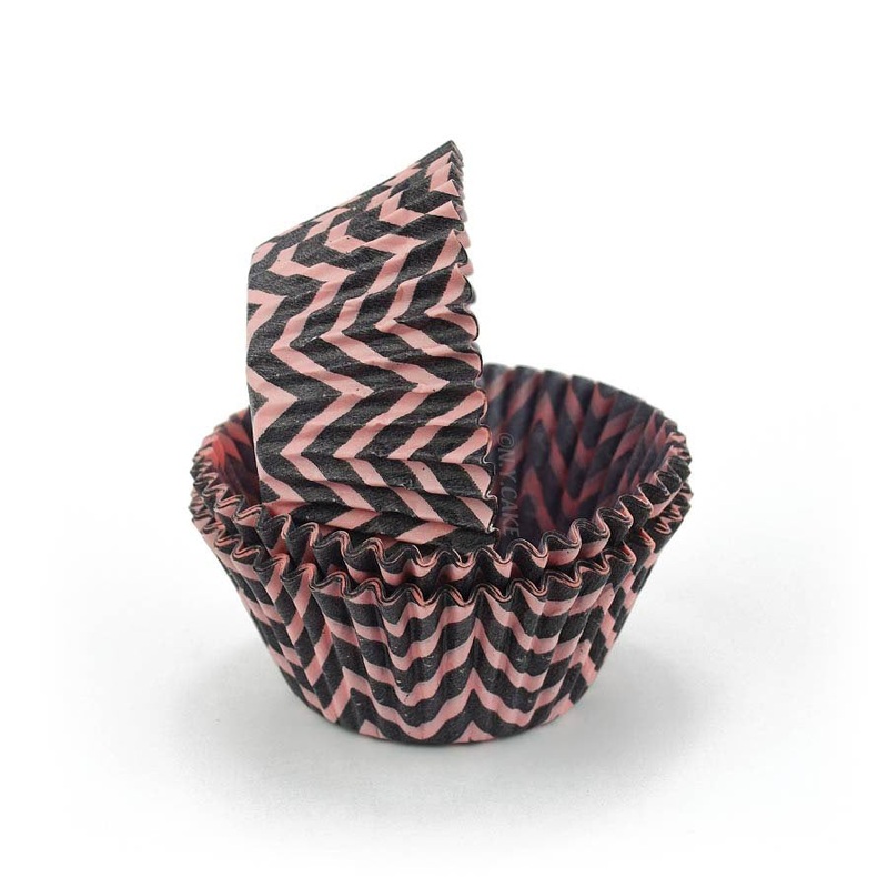Chevron Pink & Black Standard Cupcake Baking Cup Liner