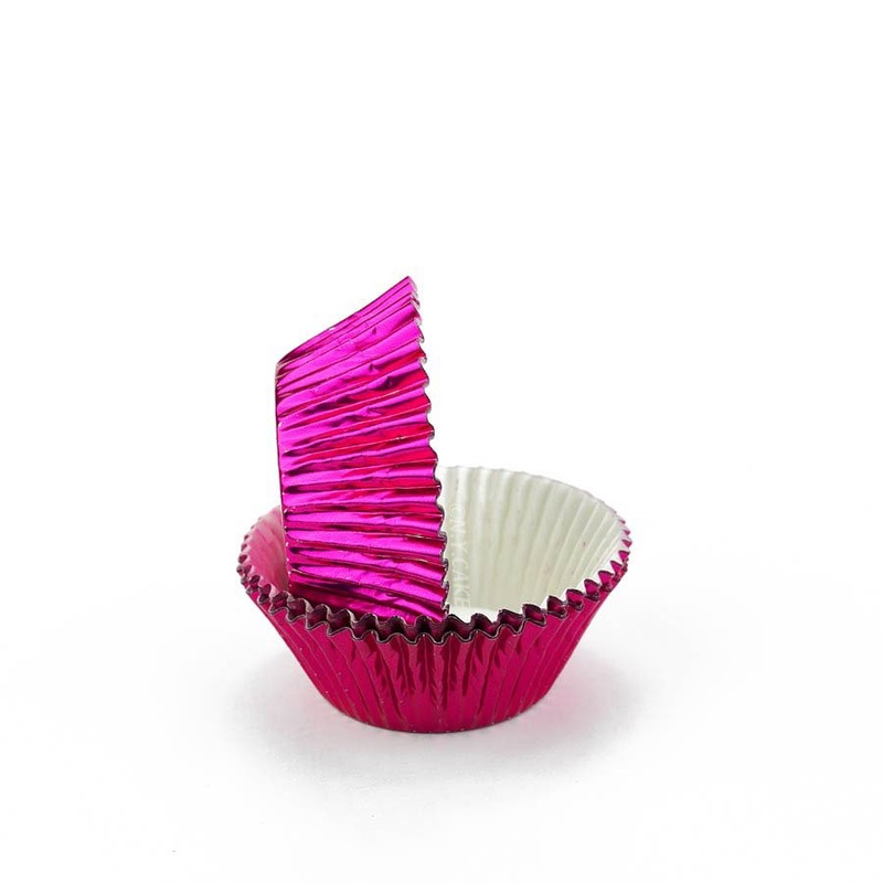 Hot Pink Foil Mini Cupcake Baking Cup Liner