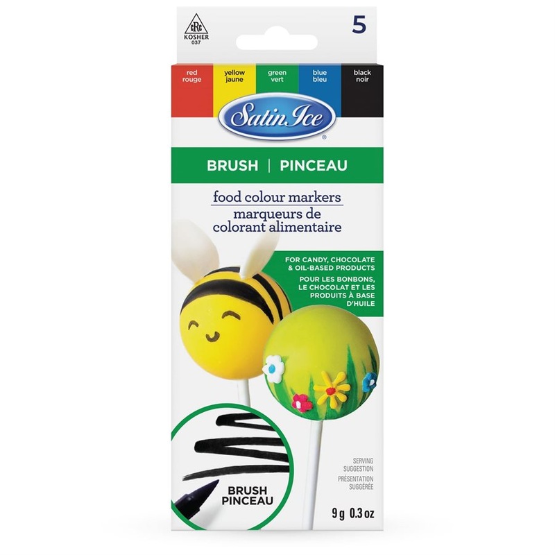 Brush Tip Food Color Markers for Candy/Chocolate by Satin Ice - 5ct