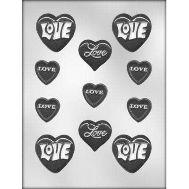 Love Hearts Chocolate Candy Mold 1 3/4 Inch