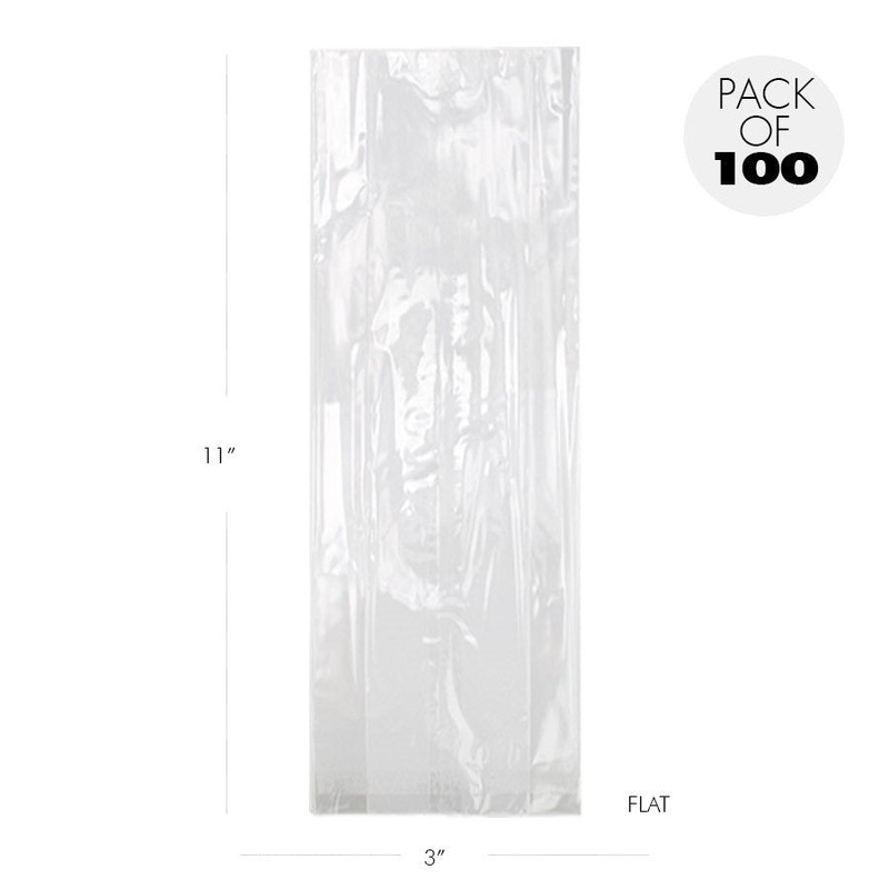 Cellophane Bags  3 X 11 Inch Medium Pretzel Flat Pack of 100