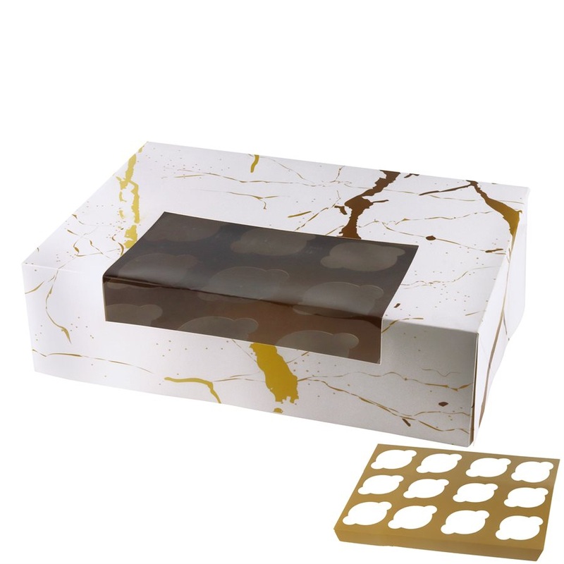 Gold Splatter Cupcake Box