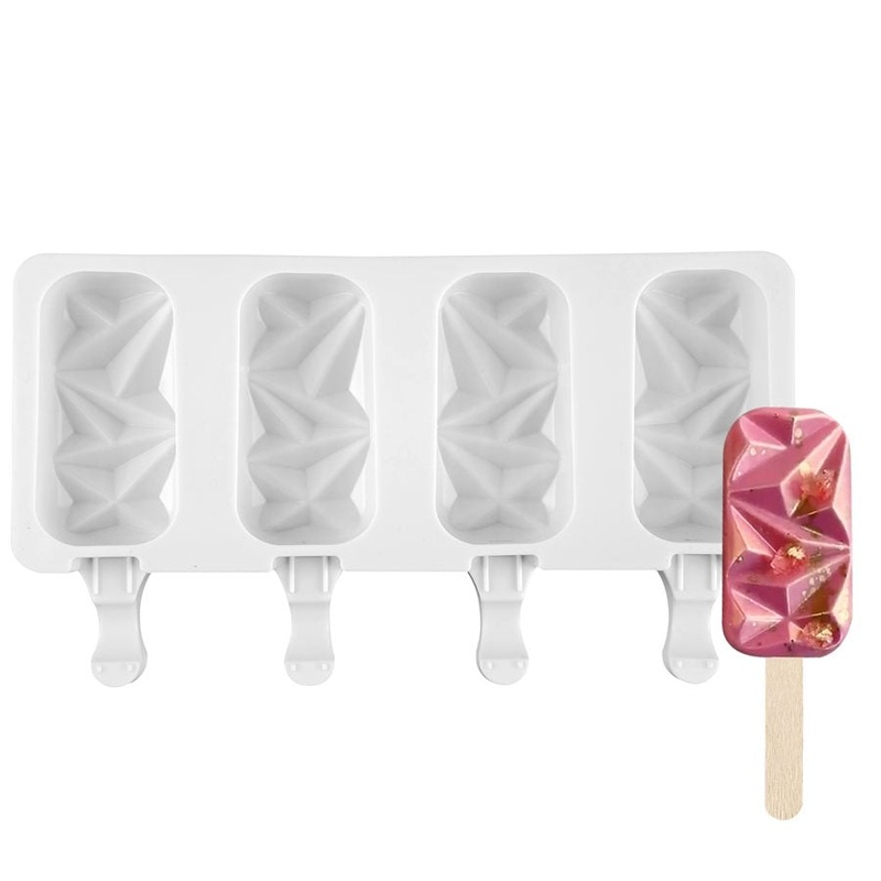 Silicone Mold for Cakesicles and Ice Cream Pop, "Gem" Shape - 4 Cavity