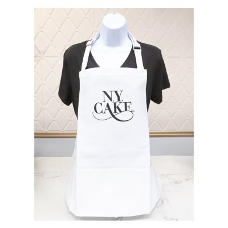 White Apron with NY Cake Embroidered. Logo