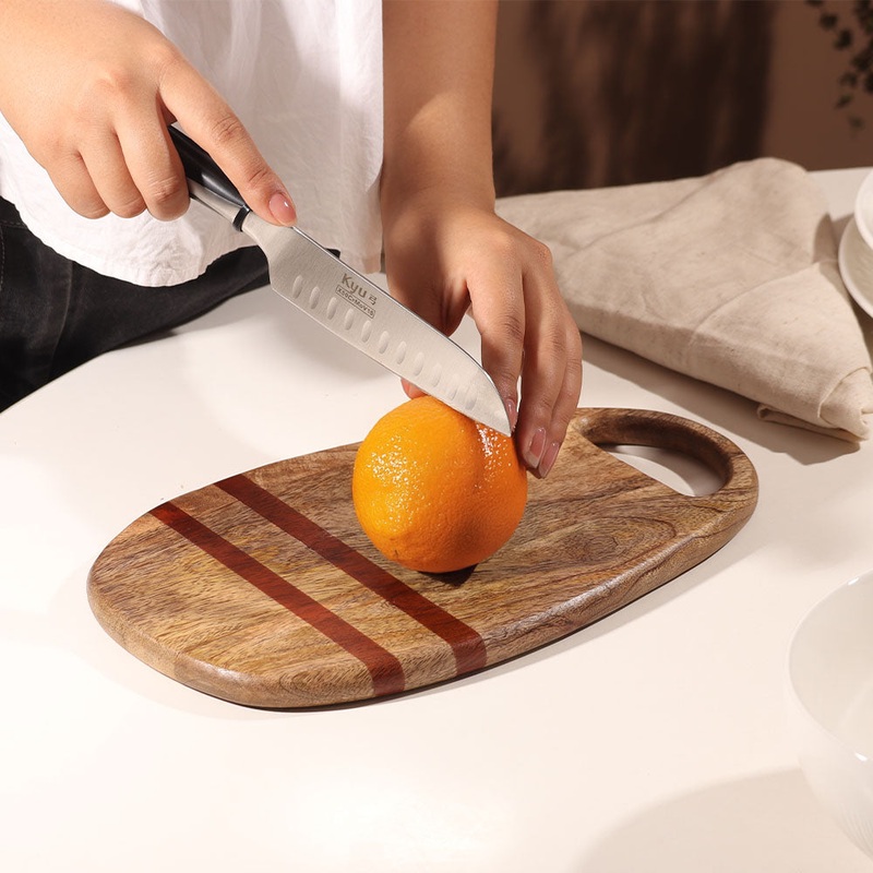 Athena Wooden Oval Chopping Board - Natural Red