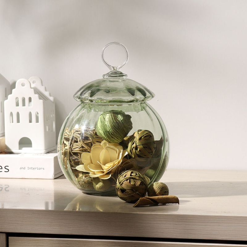 Auro Fluted Round Storage Jar Medium - Sage