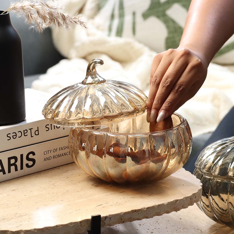 Calabaza Glass Storage Jar - Honey Gold