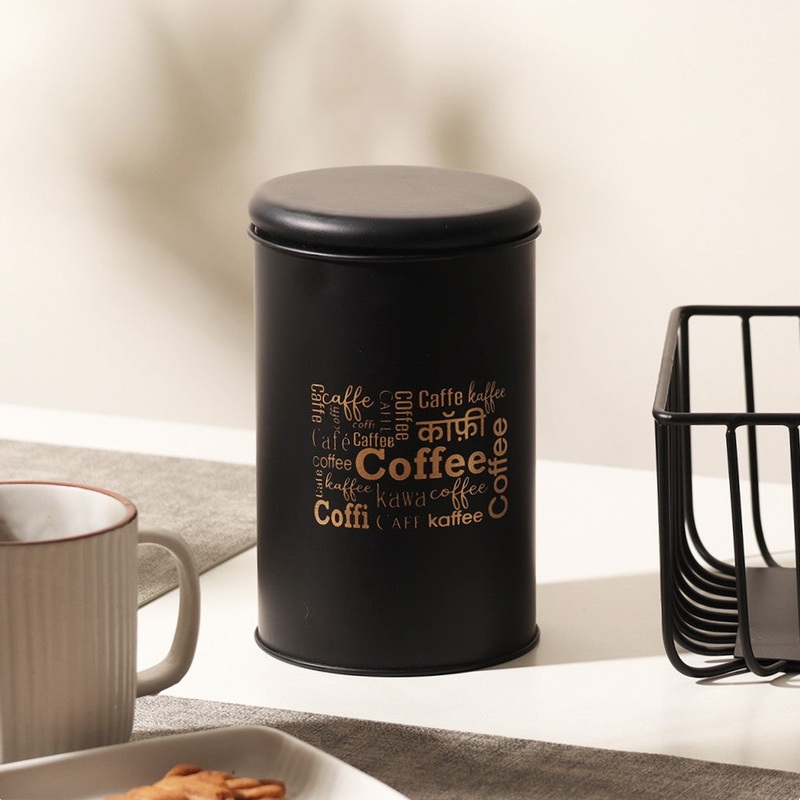 Casa Metal Coffee Storage Jar - Black