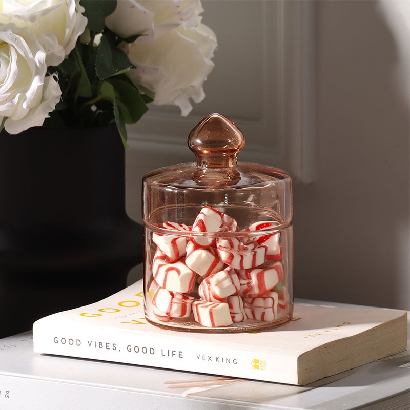 Fluted Glass Storage Jar - Mocha