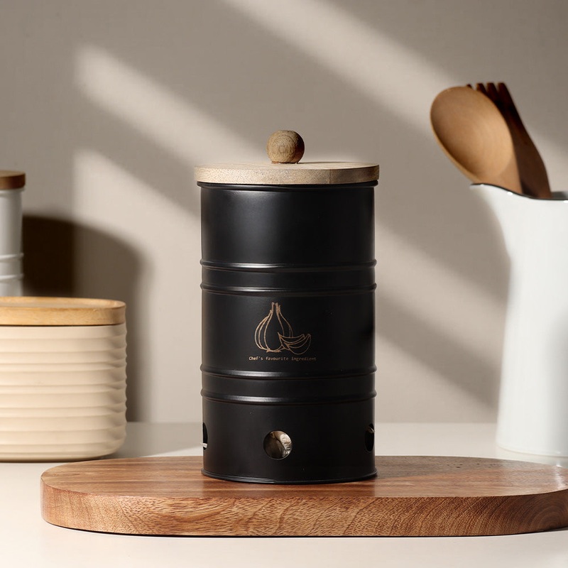 Helm Garlic Storage Bin Medium - Black
