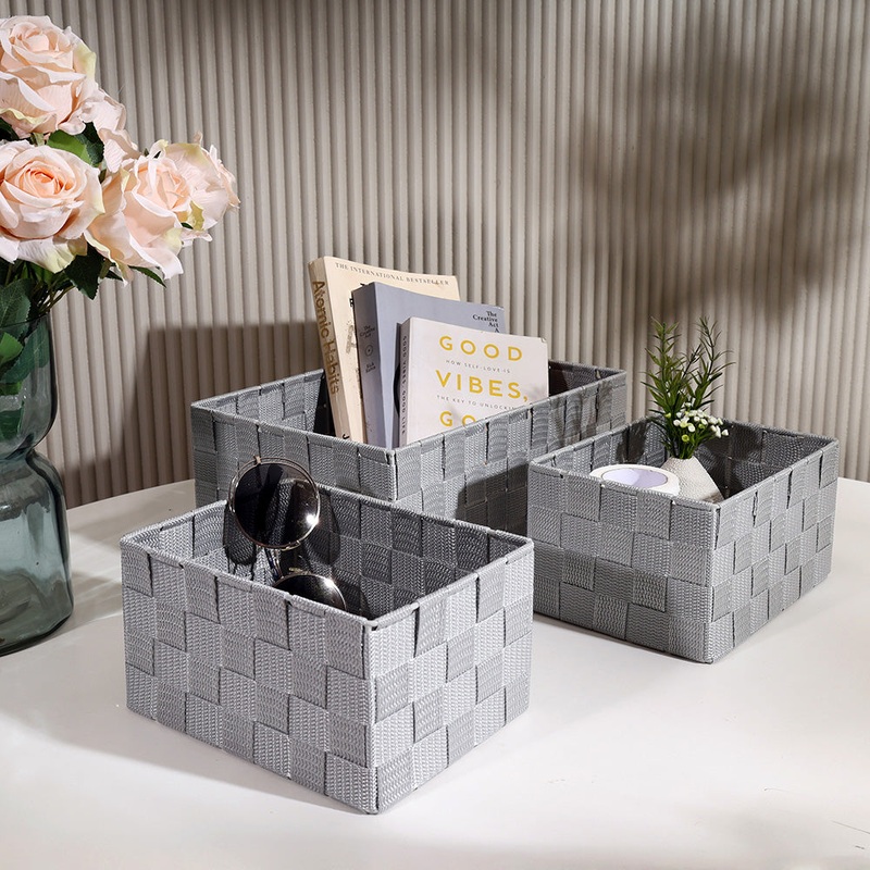 Otto Storage Baskets, Set of 3 - Light Grey