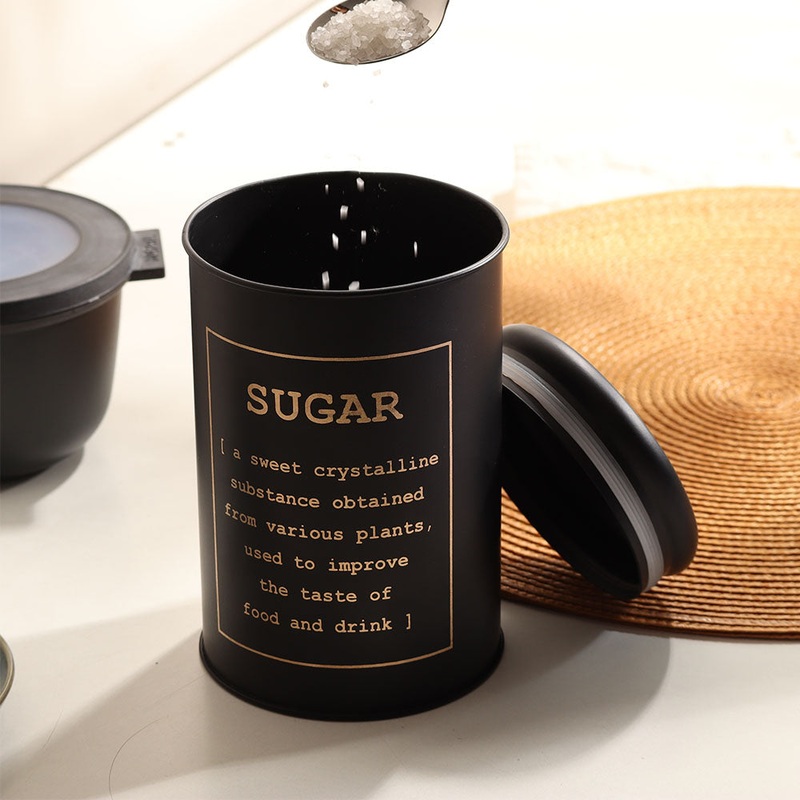 Sando Metal Sugar Storage Jar - Black Gold