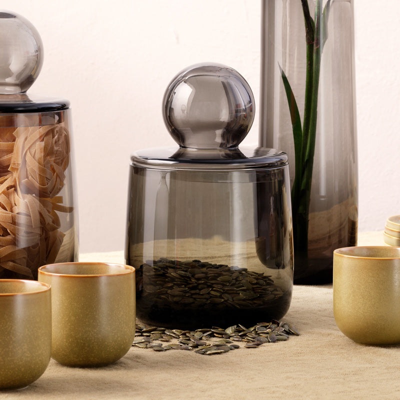 Sarabi Glass Jar With Lid 1400ml - Grey
