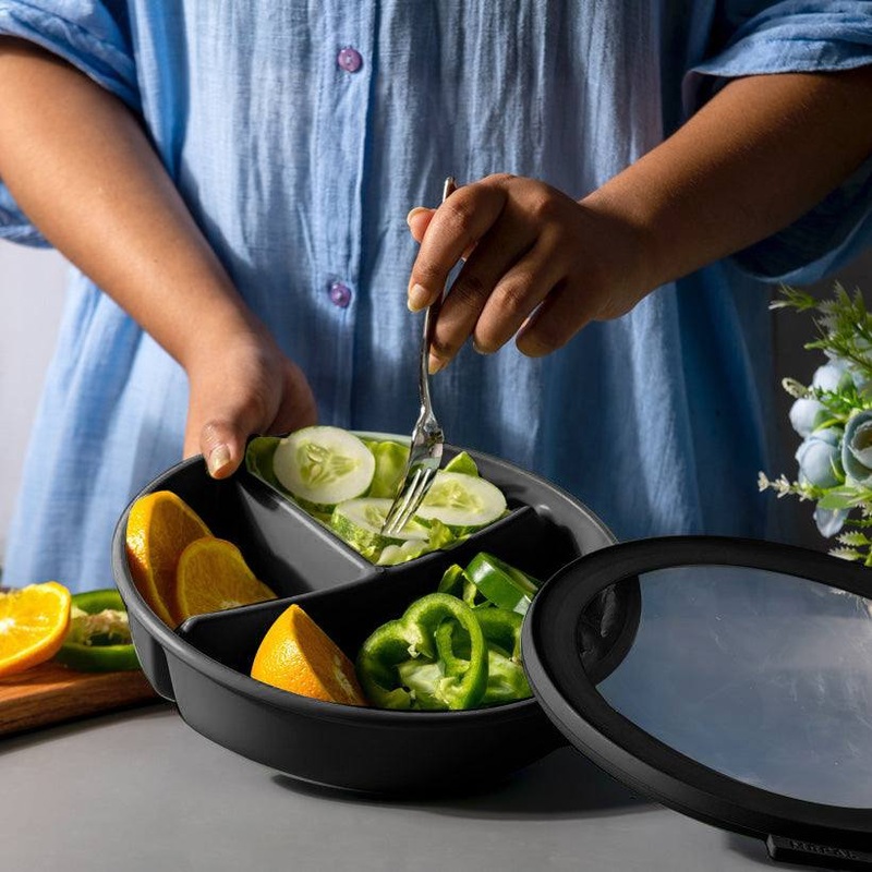 Cirqula Bento Bowl With Lid - Nordic Black