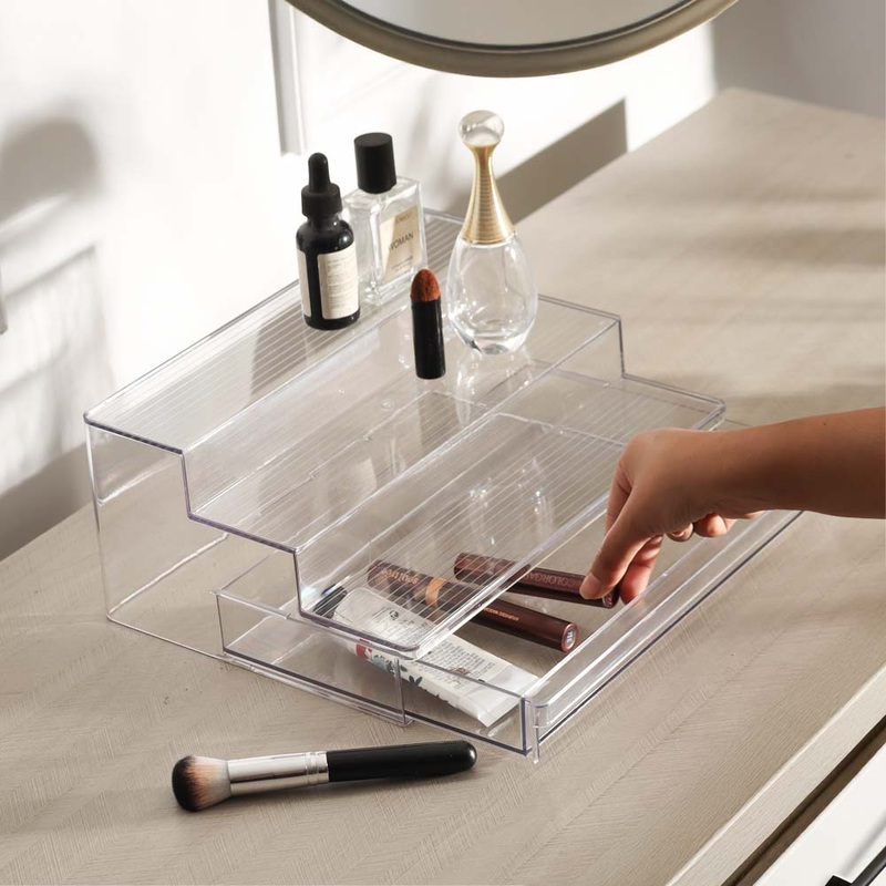 Nest Tiered Storage Shelf with Drawer - Clear
