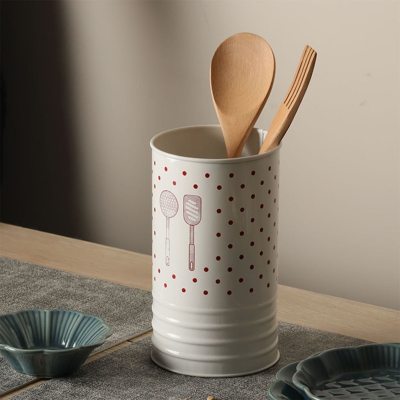 Asilo Metal Utensil Holder - White Red