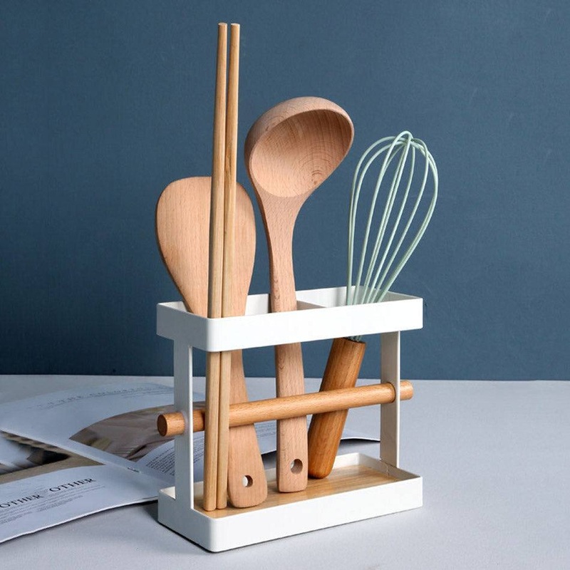 Metal Utensil Holder - White