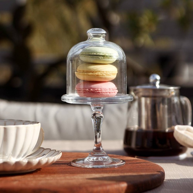 Midi Patisserie Footed Glass Service Plate with Dome Medium