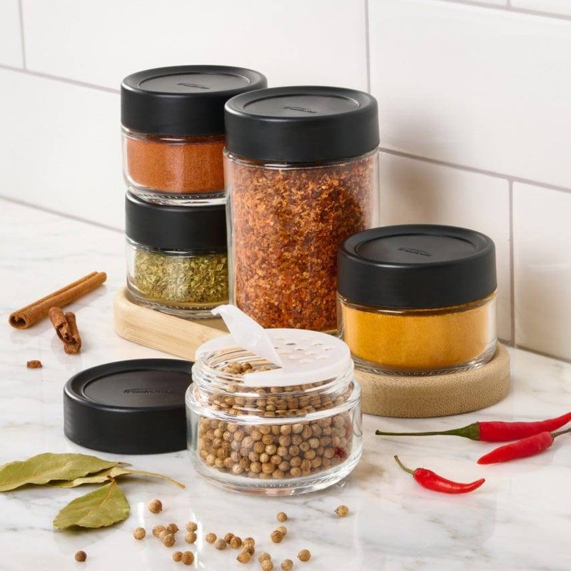 Stackable Spice Storage Jars, Set of 5
