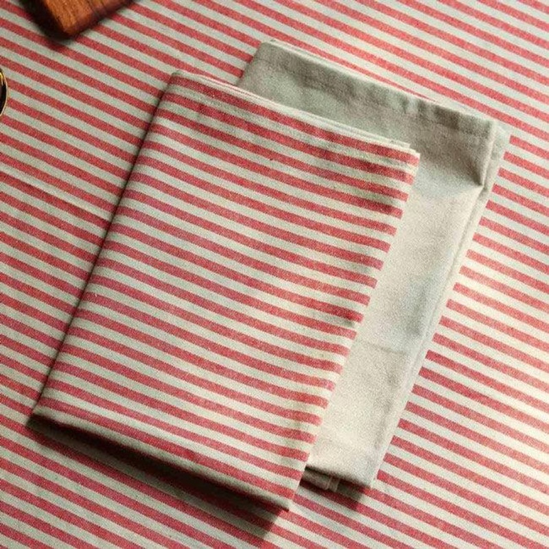 Tea Towels, Set of 2 - Red & Taupe