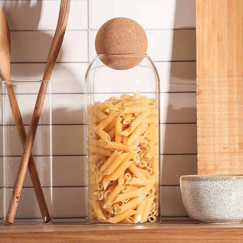 Cylindrical Glass Jar with Cork Stopper - Large