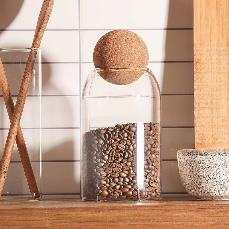 Cylindrical Glass Jar with Cork Stopper - Medium