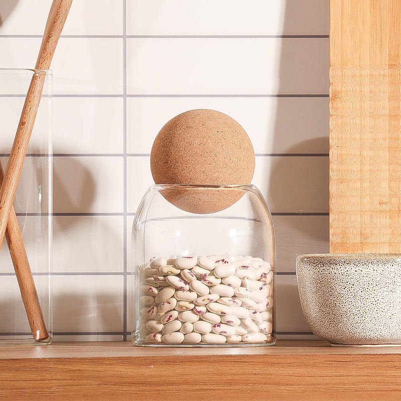 Cylindrical Glass Jar with Cork Stopper - Small