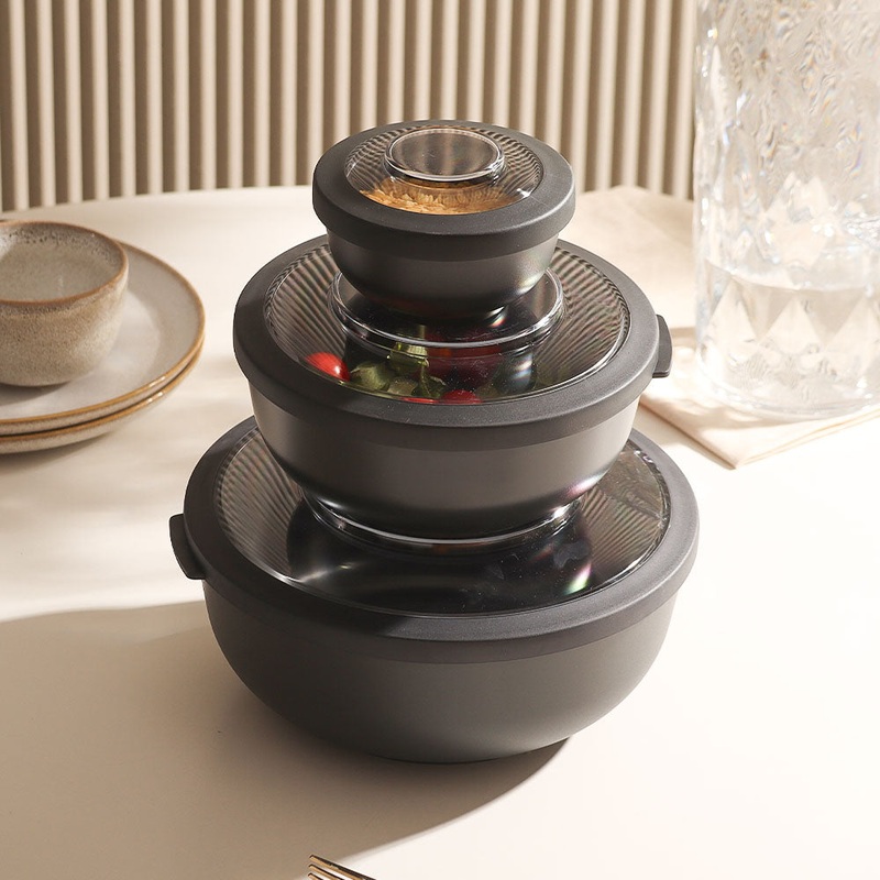 Tylla Storage Bowls with Lid, Set of 3 - Charcoal Grey