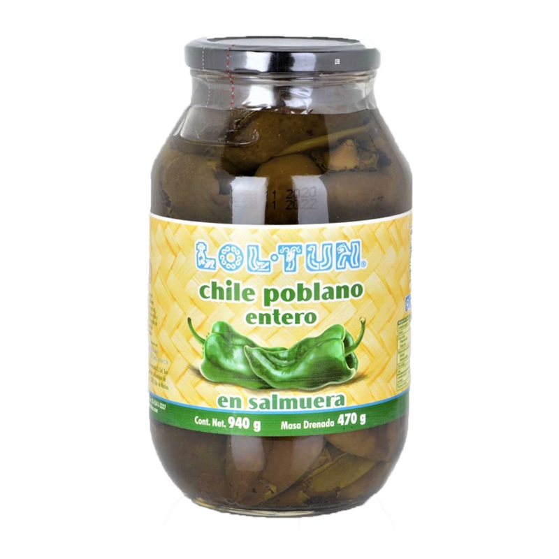 Lol Tun whole Poblano Chiles in jar 940gm
