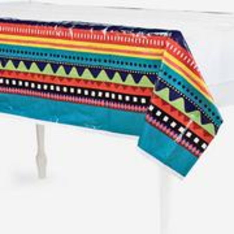 Fiesta Stripes plastic table cover 137cm x 274cm