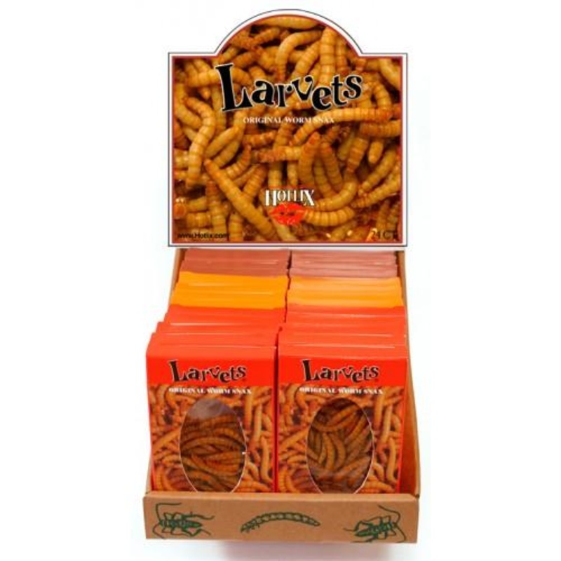 Hotlix Larvets Insect Snacks - mixed box of 24 (8 of each flavour) - best before Apr 2025