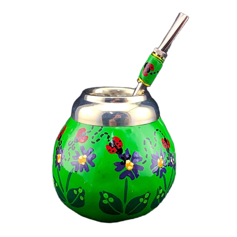 Yerba Mate Flower Gourd incl. Straw