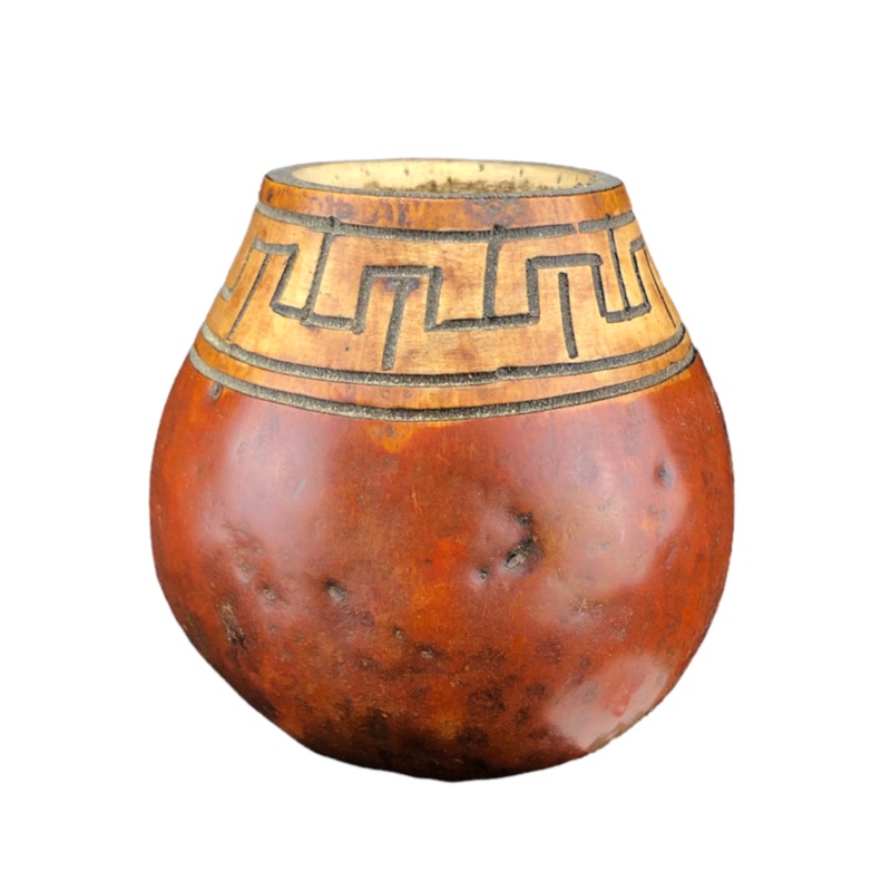 Yerba Mate Natural Gourd with Azteca design