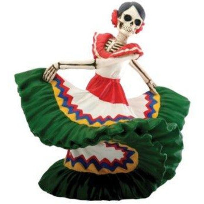 Day of the Dead figurine - Dancing Senorita Green