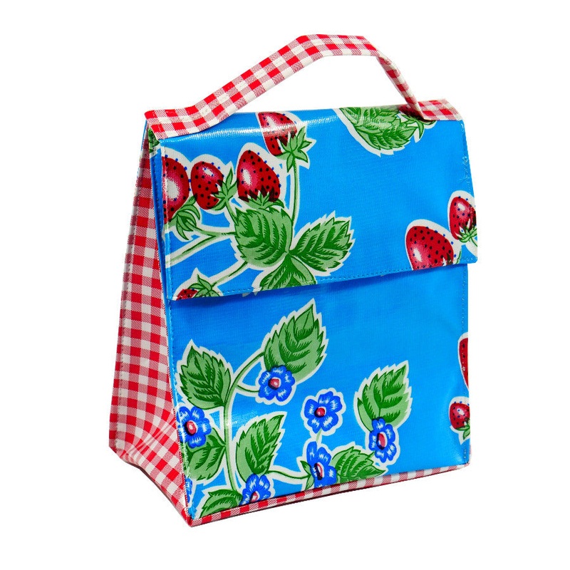 Mexican Oilcloth Insulated Lunch Bag -  Strawberries