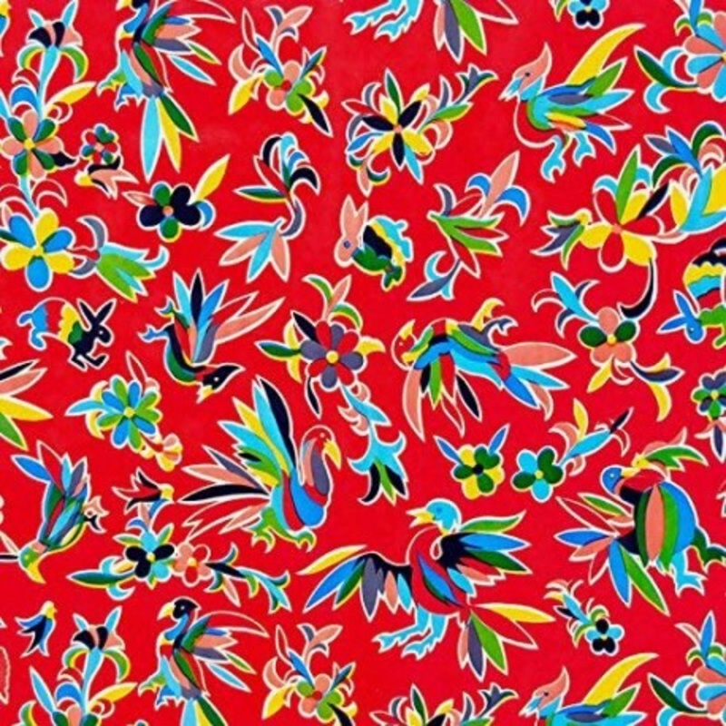 Mexican Oilcloth Table Cover - Otomi Design on Red