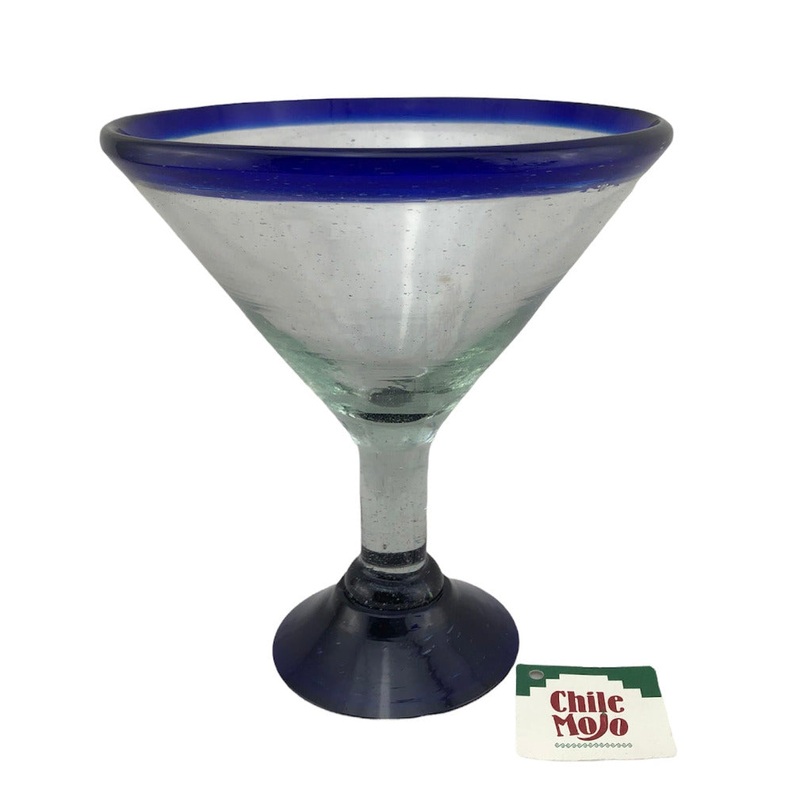 Mexican recycled glass - hand blown Martini Glass