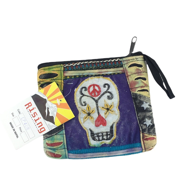 Sugar Skull cotton clutch purse - overstock