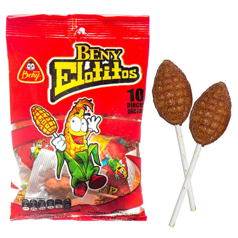 Beny Paleta Elotitos - Mexican Pineapple flavoured lollipops with chile - pack of 10