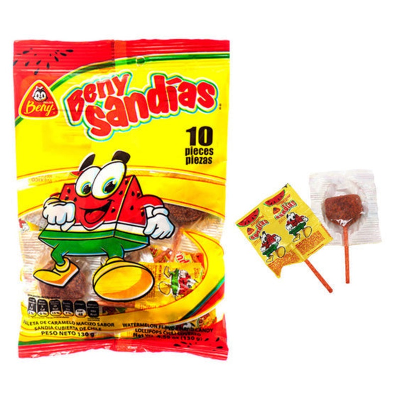 Beny Paleta Sandia - Mexican Watermelon lollipops with chile - pack of 10