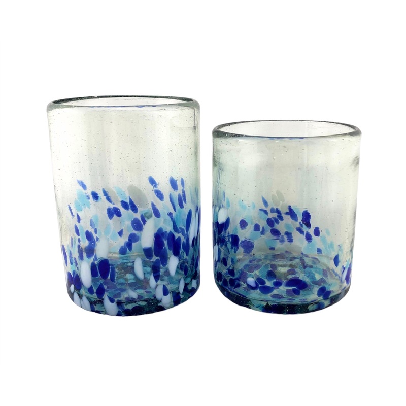Handblown Mexican Old-fashioned Drink Glass - confetti base
