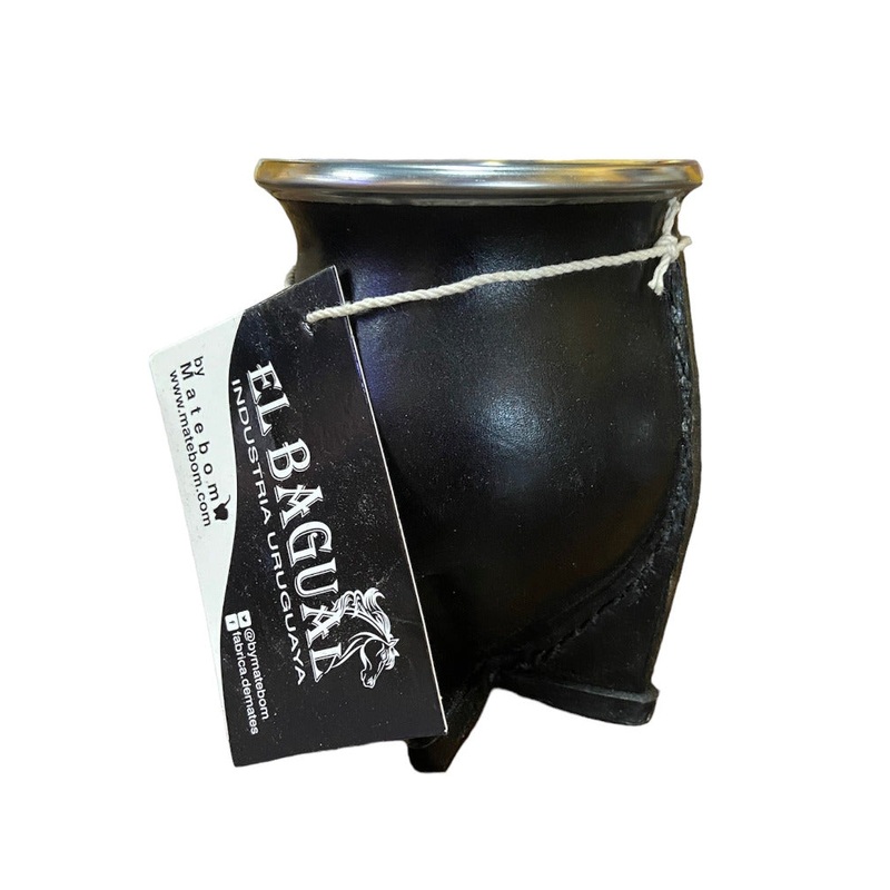 Natural Leather Metal Rimmed Yerba Mate Gourd