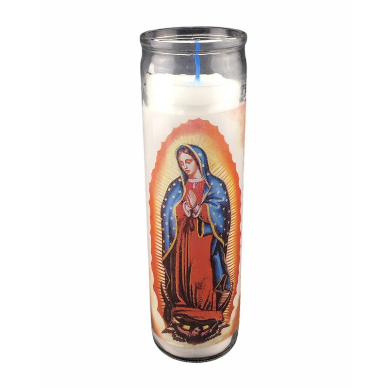 Mexican Candle - Virgin of Guadalupe WHITE