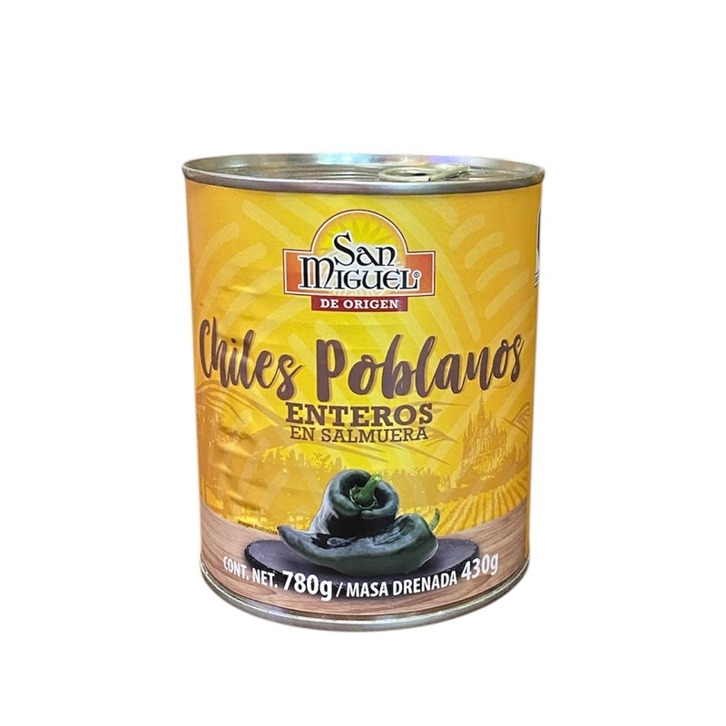 San Miguel whole Poblano Chiles canned 780gm