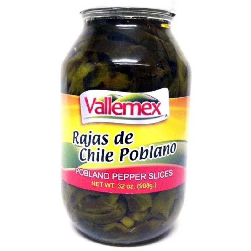 Vallemex Poblano Pepper Strips 908gm Jar