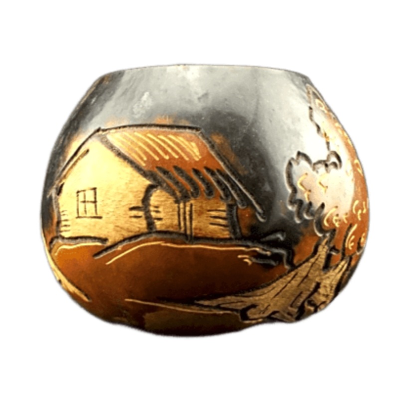Yerba Mate Pera Gourd with Rancho design