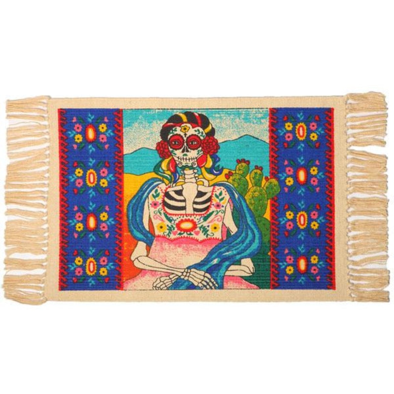 Day of the Dead cotton placemat - Senora with Cactus