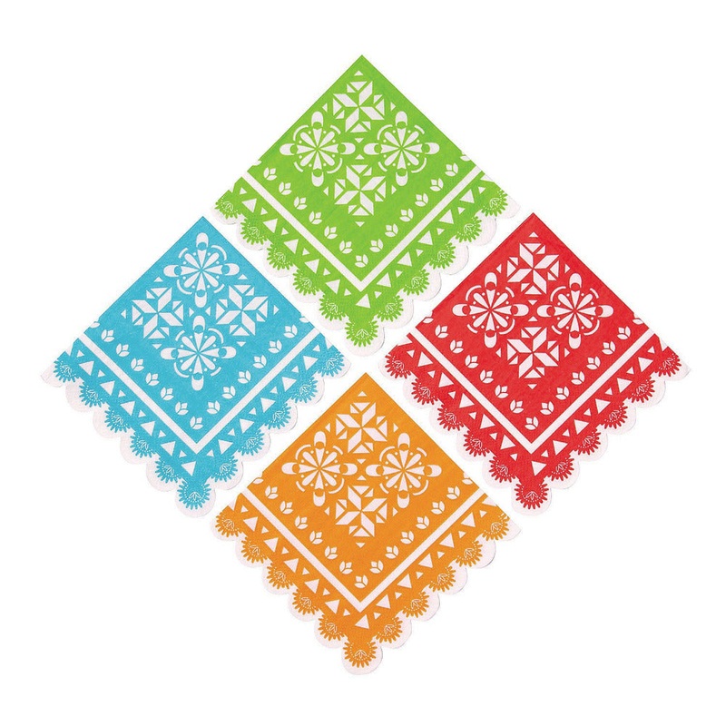 Papel Picado Banner Beverage Napkins - 16 pack