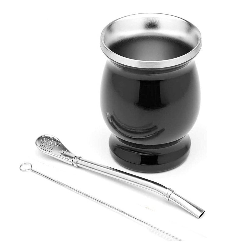 Yerba Mate Stainless Steel Gourd Kit - incl Gourd Straw and Brush