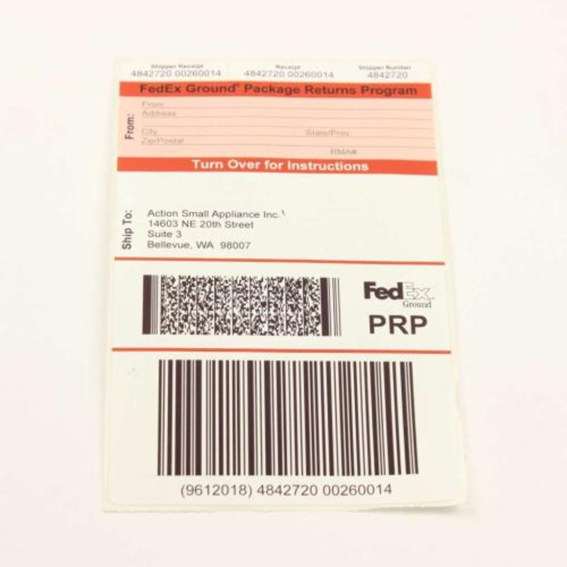Delonghi Return Service Label - Prp-Belleview